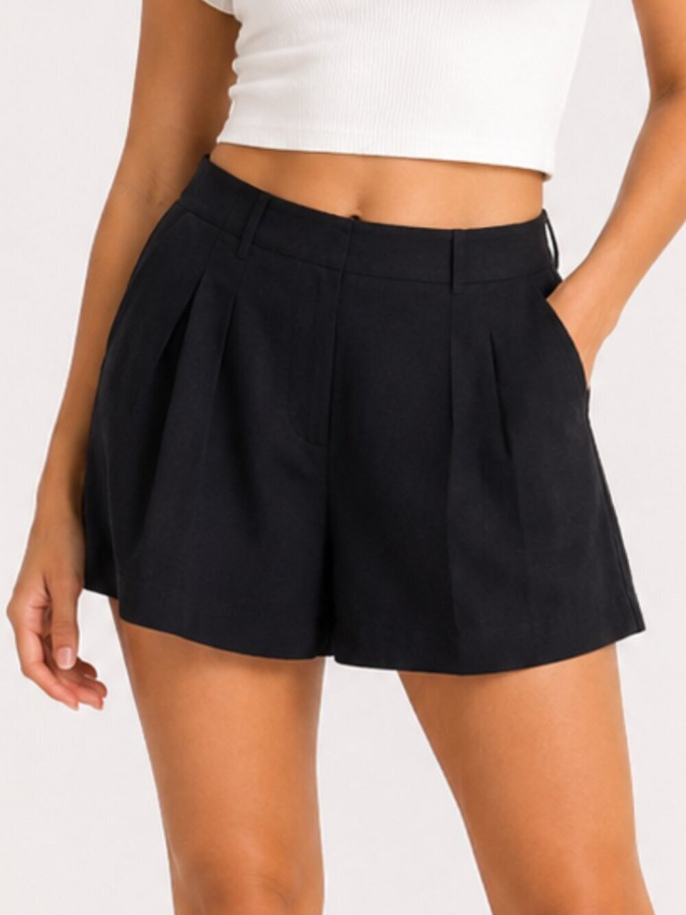 Open Edit High-Waisted Black Pleated Shorts Women's Size 4